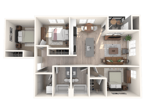 South Ridge Apartments West 3 Bed B Floor Plan